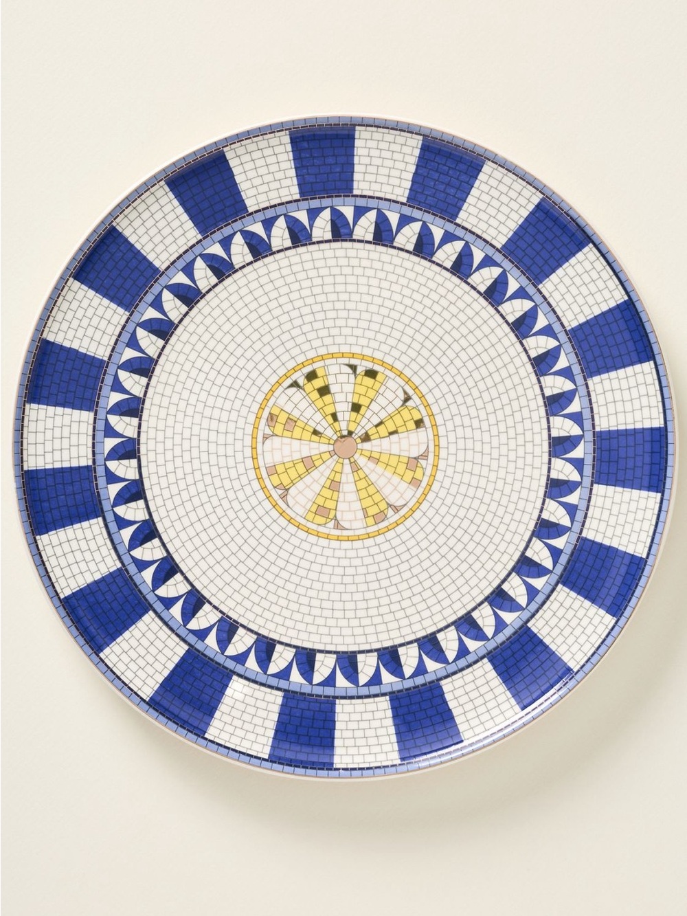 Anthropologie Bistro Tile Stoneware 24k Gold Accent Italia Dinner Plate Sapphire
